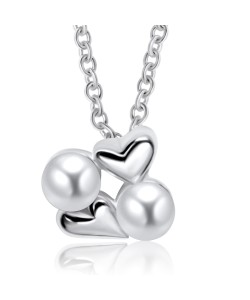 Heart Designed With Pearl Silver Necklace SPE-3316